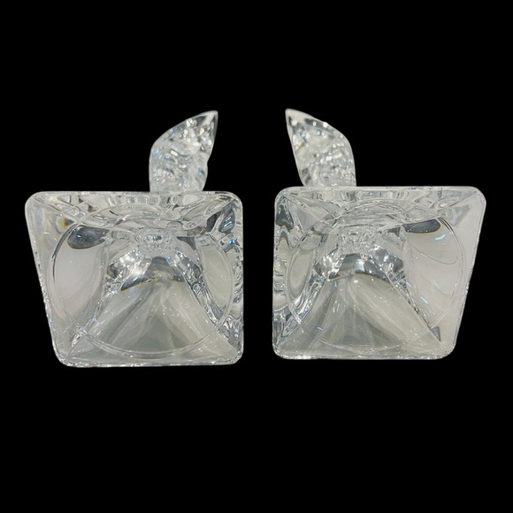 Set Of 2 Clear Crystal "Deco" Single Light Candlestick Holders By Mikasa 5.5” - Picture 4 of 8